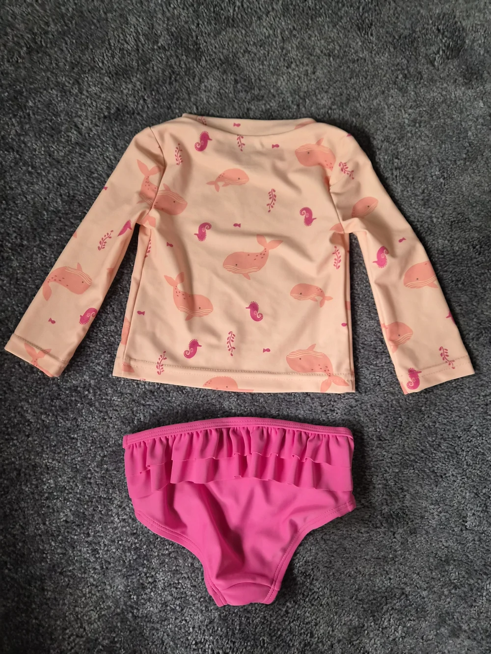 Carter's Baby Peach Whale Rash Guard Set with Hot Pink Bottoms